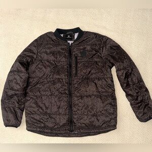 Volcom Women’s Quilted Bomber Jacket Brown Leopard Print Zip Up Size 2